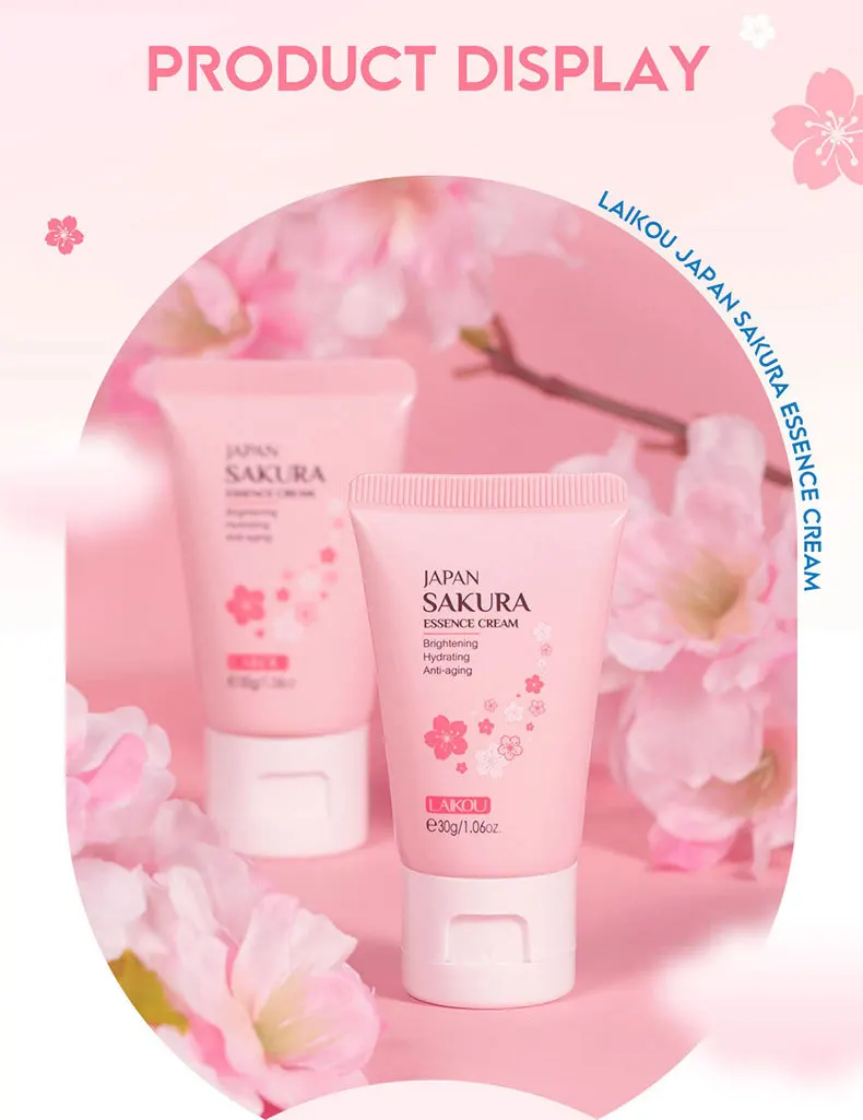 LAIKOU 30g Japan Sakura Essence Face Cream Hydrate Moisturizing Cherry Blossom Refreshing Essence Facial Lotion Korean SkinCare