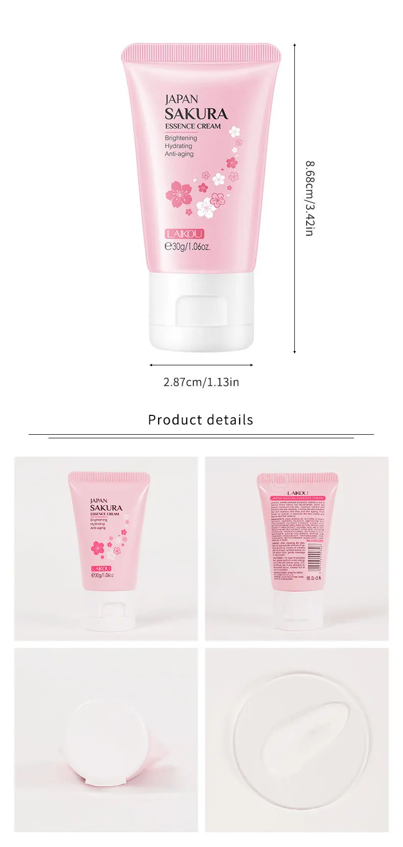 LAIKOU 30g Japan Sakura Essence Face Cream Hydrate Moisturizing Cherry Blossom Refreshing Essence Facial Lotion Korean SkinCare