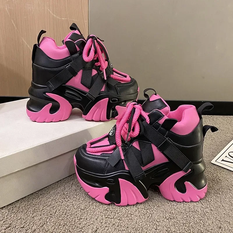 Bling Sports Shoes Women Platform Thick Sole Running Shoes Woman Sneakers Glitter Lightweight Casual Sparkling Women Shoes Pink