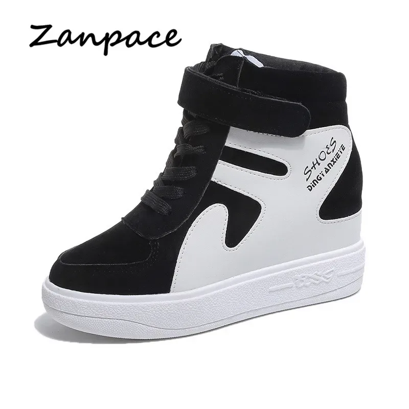 2020 Thick Platform Sneakers Casual Lace-Up Wedges High Heel Womens Shoes Outdoor Black Red Platform Vulcanize Shoes Women
