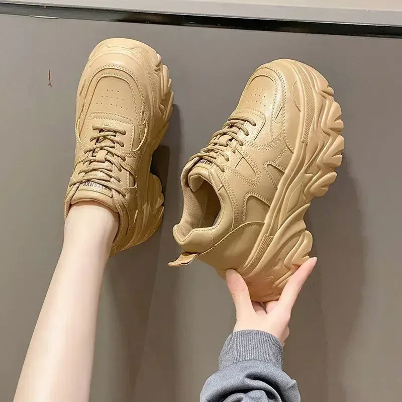 Trendy 2025 New Spring Summer Women's Shoes High Heel Increased Thick Bottom Flats White Casual Shoes Loafers
