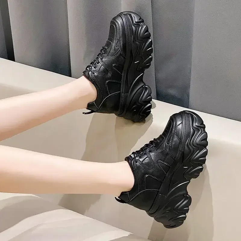 Trendy 2025 New Spring Summer Women's Shoes High Heel Increased Thick Bottom Flats White Casual Shoes Loafers