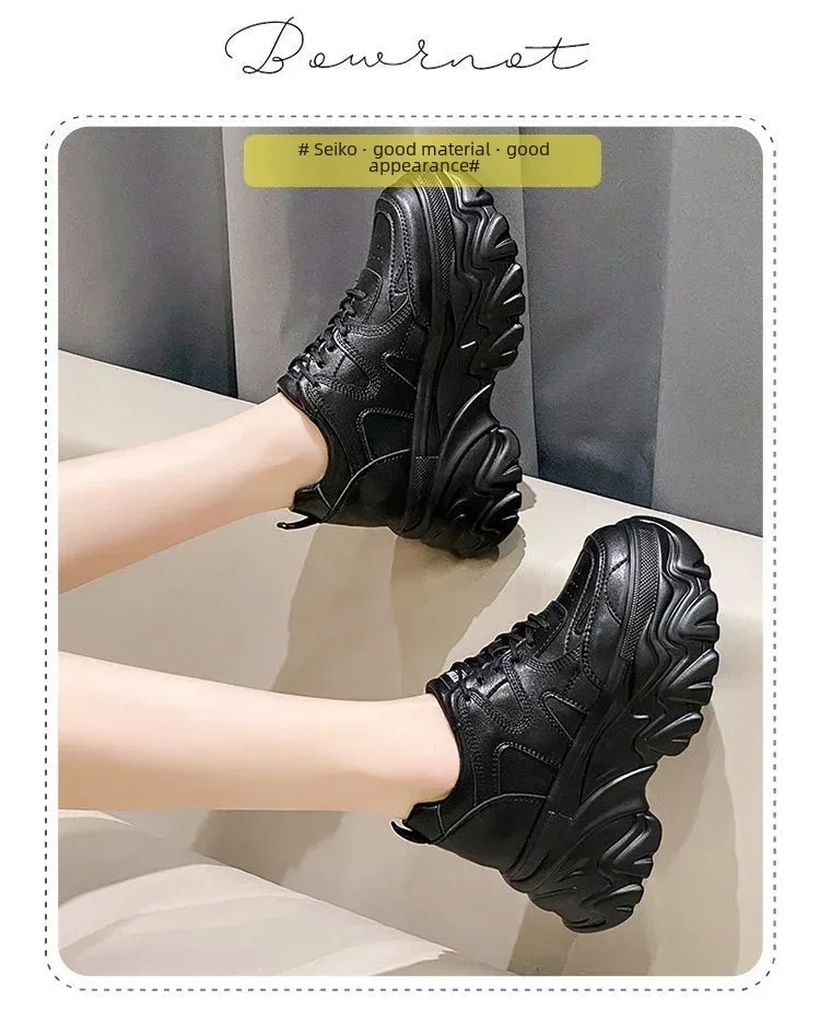Trendy 2025 New Spring Summer Women's Shoes High Heel Increased Thick Bottom Flats White Casual Shoes Loafers