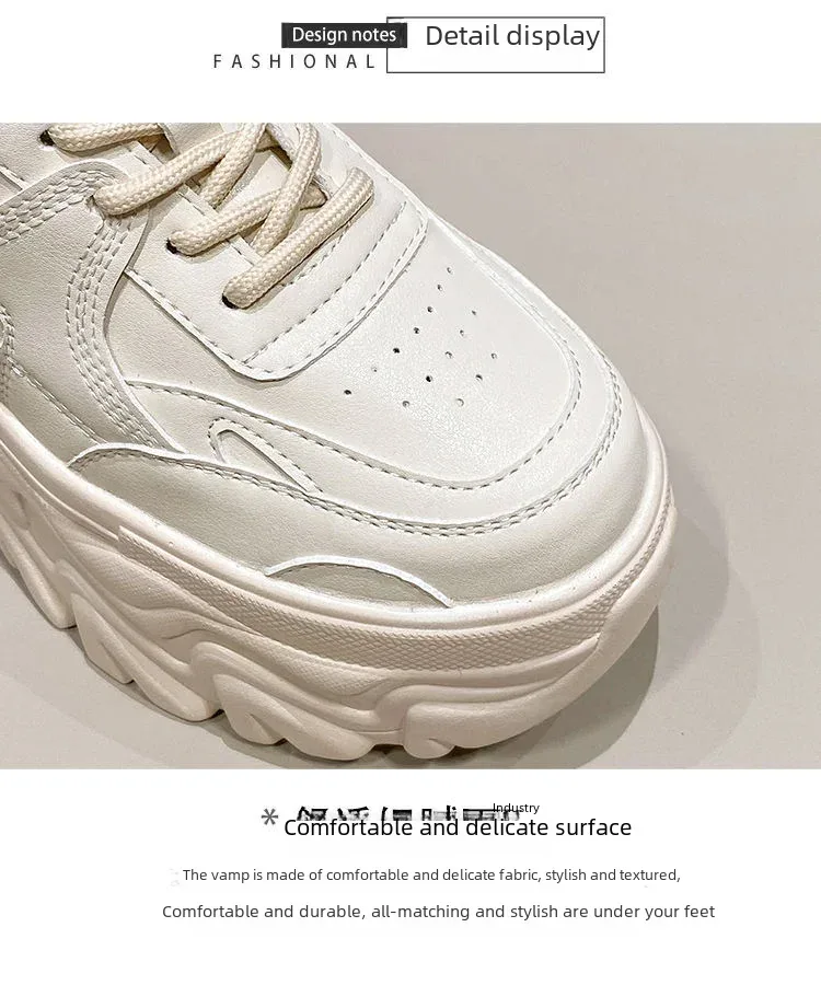 Trendy 2025 New Spring Summer Women's Shoes High Heel Increased Thick Bottom Flats White Casual Shoes Loafers