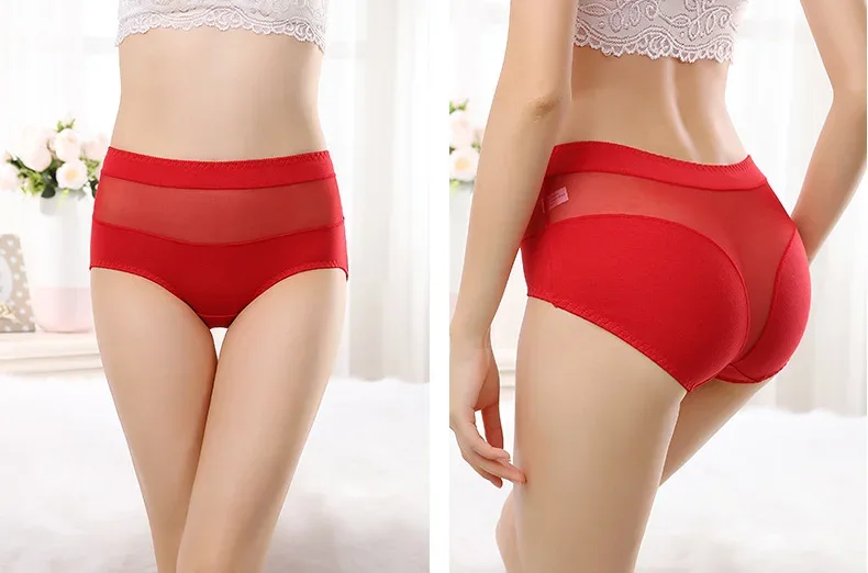 Large Size 110 Kg Triangle Underwear Women's Mesh High Waist Hip Fat Transparent Sexy Lingerie
