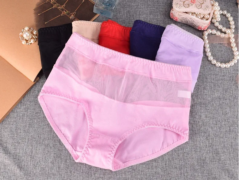 Large Size 110 Kg Triangle Underwear Women's Mesh High Waist Hip Fat Transparent Sexy Lingerie