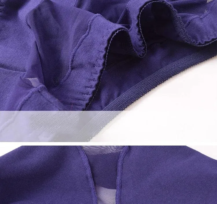Large Size 110 Kg Triangle Underwear Women's Mesh High Waist Hip Fat Transparent Sexy Lingerie