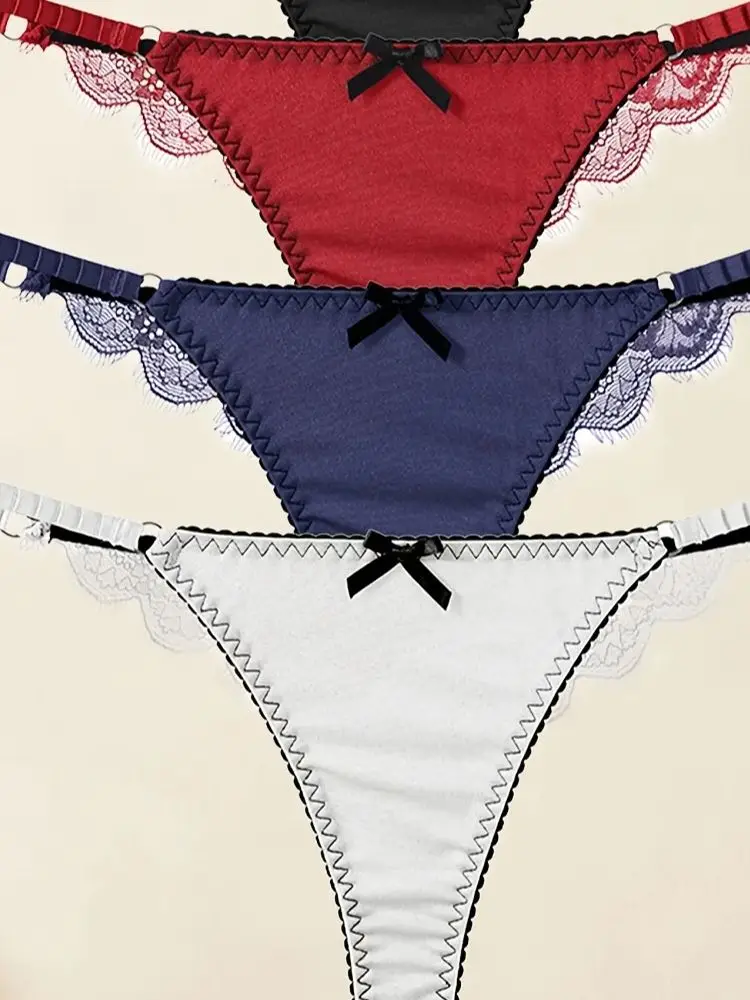4-piece French sexy lace bow seamless women's thong comfortable soft sports yoga women's underwear