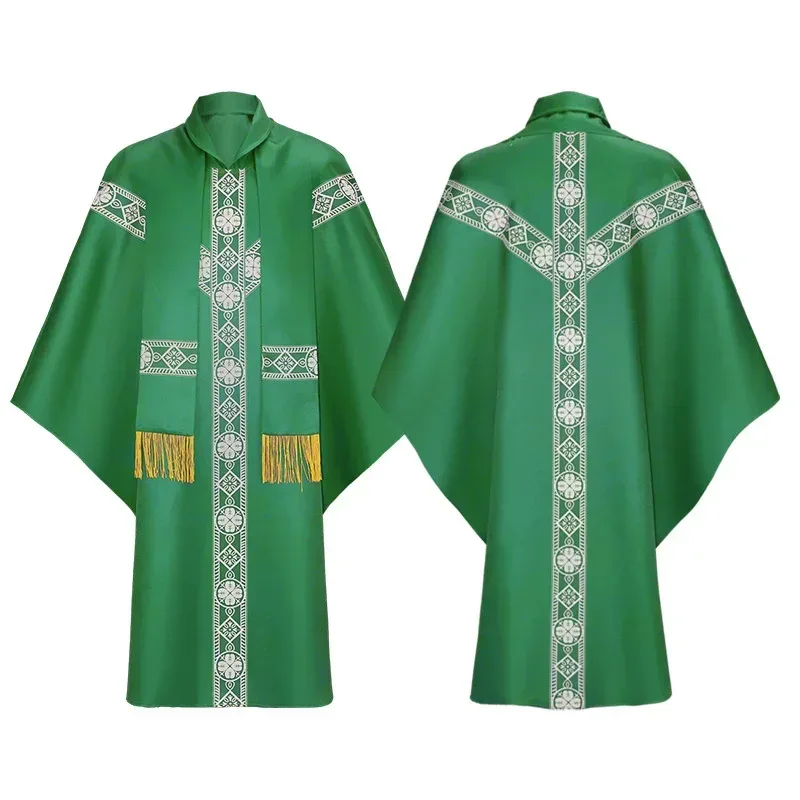 Robe de Cosplay du Prêtre Catholique, Robe de Messe de l'Église Chasuble, Vintage Baggy, Cape Médiévale