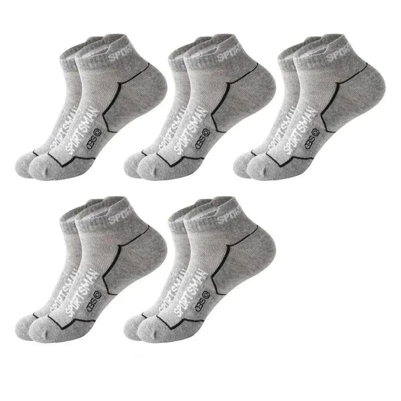 5 Pairs Men's Short Socks Sweat Absorbent and Odorous Basketball Running Sports Socks Breathable Mesh Men's Socks