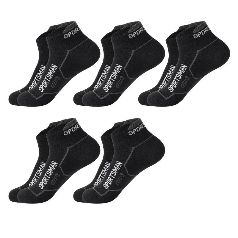 5 Pairs Men's Short Socks Sweat Absorbent and Odorous Basketball Running Sports Socks Breathable Mesh Men's Socks