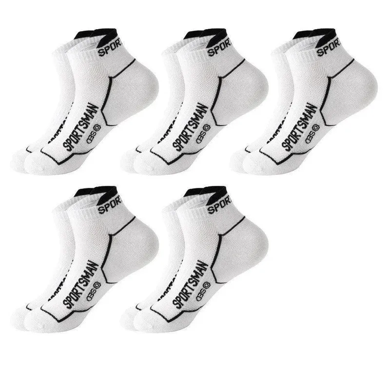 5 Pairs Men's Short Socks Sweat Absorbent and Odorous Basketball Running Sports Socks Breathable Mesh Men's Socks