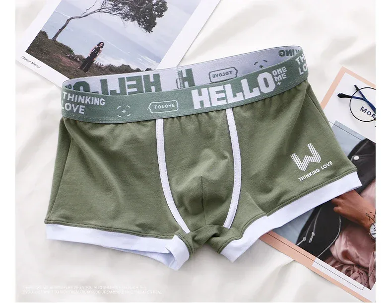 1Pcs Men Cotton Boxer Shorts Panties Underwear3 Colors L XL 2XL 3XL Soft Letter Belt Breathable Soft Fashion Sports