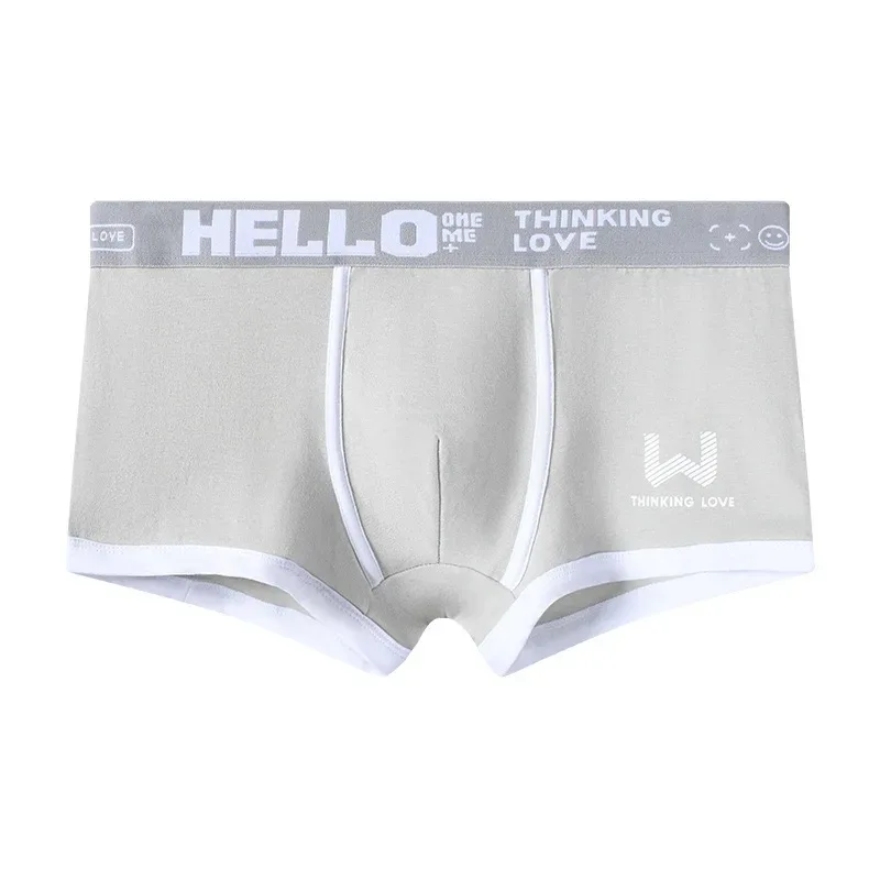1Pcs Men Cotton Boxer Shorts Panties Underwear3 Colors L XL 2XL 3XL Soft Letter Belt Breathable Soft Fashion Sports