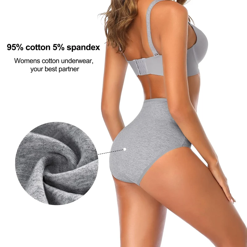 1Pcs Plus Size Women's Cotton Underwear High Waisted Tummy Control Panties Full Coverage Briefs Ladies Panty L-5XL