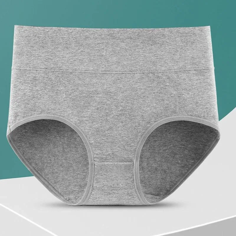 1Pcs Plus Size Women's Cotton Underwear High Waisted Tummy Control Panties Full Coverage Briefs Ladies Panty L-5XL