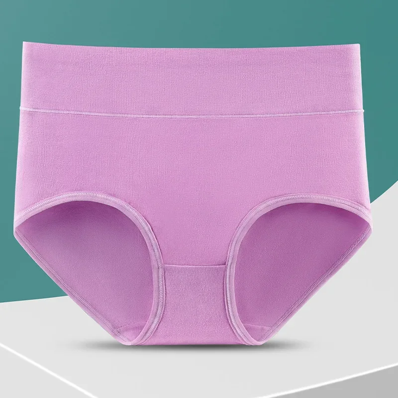 1Pcs Plus Size Women's Cotton Underwear High Waisted Tummy Control Panties Full Coverage Briefs Ladies Panty L-5XL