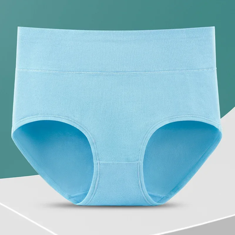 1Pcs Plus Size Women's Cotton Underwear High Waisted Tummy Control Panties Full Coverage Briefs Ladies Panty L-5XL