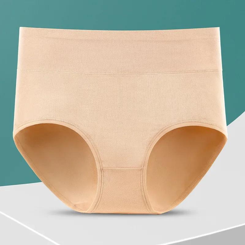 1Pcs Plus Size Women's Cotton Underwear High Waisted Tummy Control Panties Full Coverage Briefs Ladies Panty L-5XL