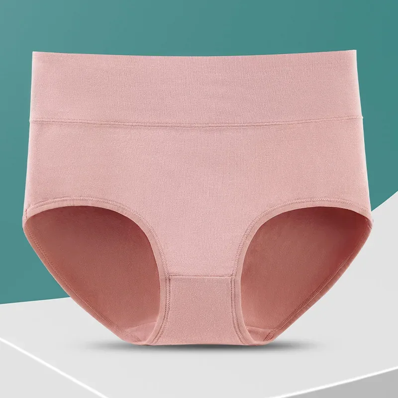 1Pcs Plus Size Women's Cotton Underwear High Waisted Tummy Control Panties Full Coverage Briefs Ladies Panty L-5XL