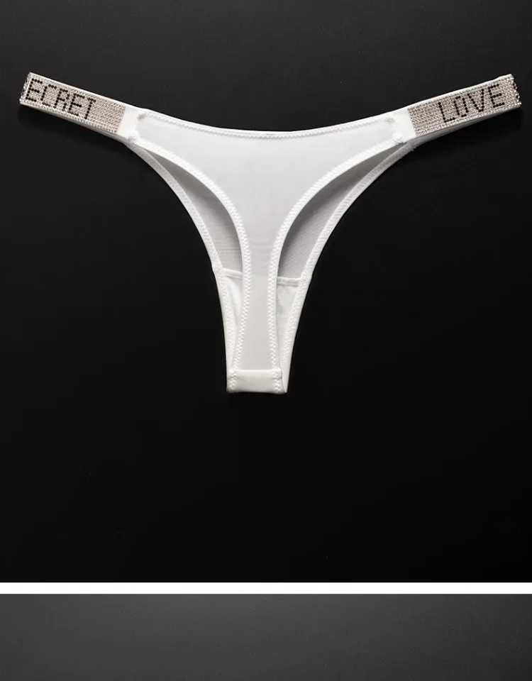 Letter Sexy Panties Women Thongs Rhinestones Diamonds G-string Sports Thong Low Waist Shorts Briefs T-back Fitness S-XL