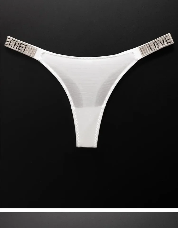 Letter Sexy Panties Women Thongs Rhinestones Diamonds G-string Sports Thong Low Waist Shorts Briefs T-back Fitness S-XL