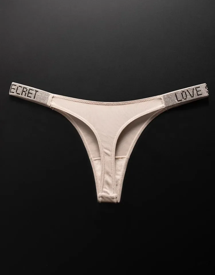 Letter Sexy Panties Women Thongs Rhinestones Diamonds G-string Sports Thong Low Waist Shorts Briefs T-back Fitness S-XL