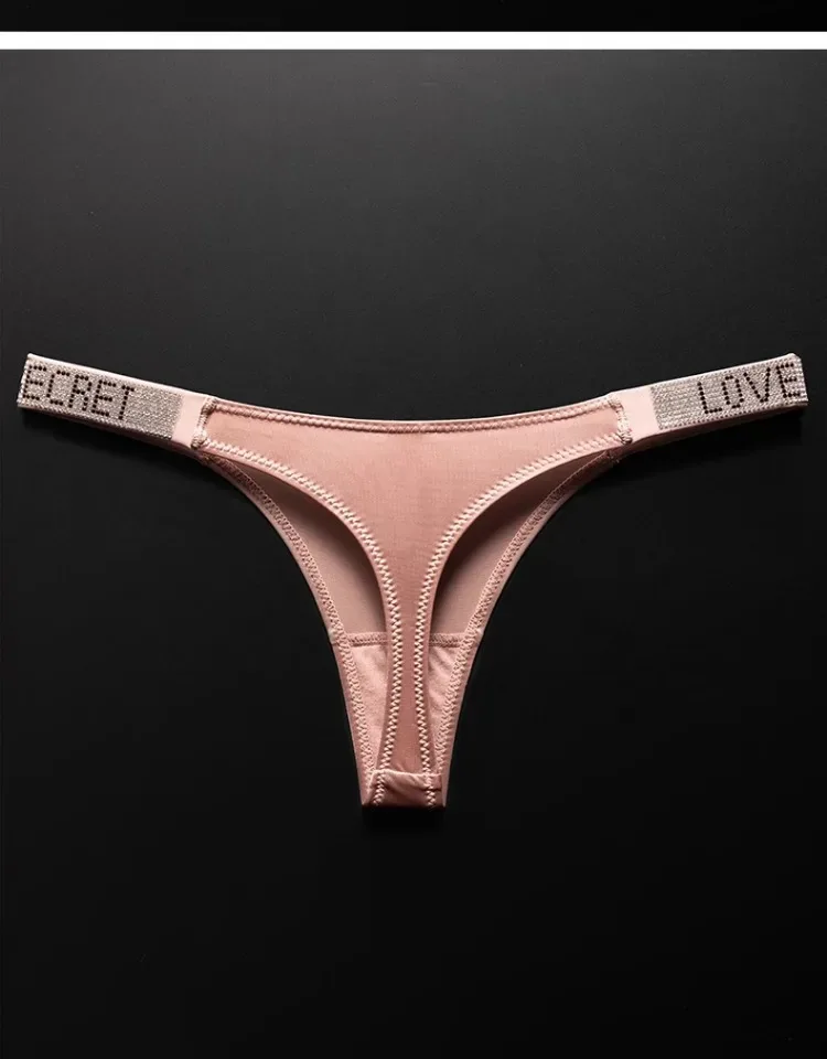 Letter Sexy Panties Women Thongs Rhinestones Diamonds G-string Sports Thong Low Waist Shorts Briefs T-back Fitness S-XL
