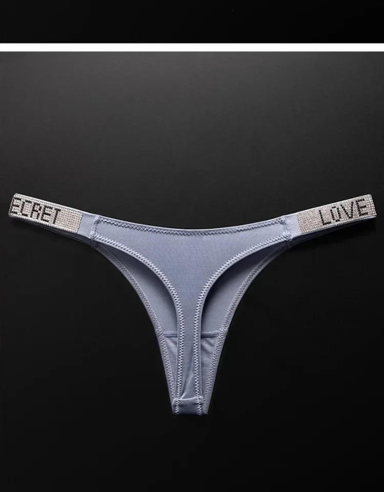 Letter Sexy Panties Women Thongs Rhinestones Diamonds G-string Sports Thong Low Waist Shorts Briefs T-back Fitness S-XL
