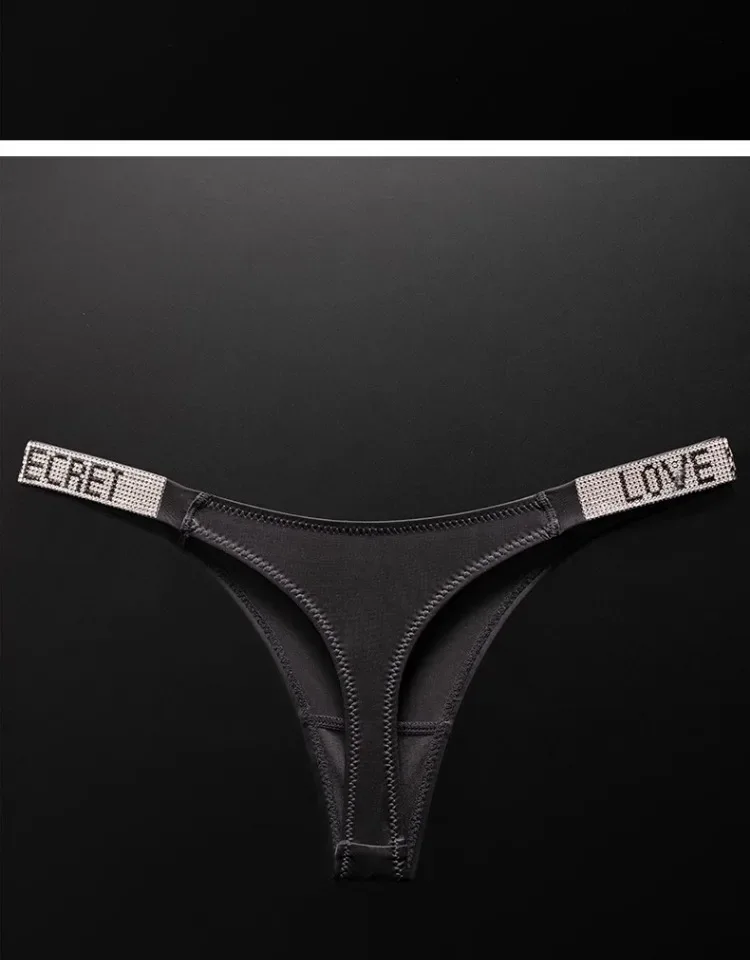 Letter Sexy Panties Women Thongs Rhinestones Diamonds G-string Sports Thong Low Waist Shorts Briefs T-back Fitness S-XL