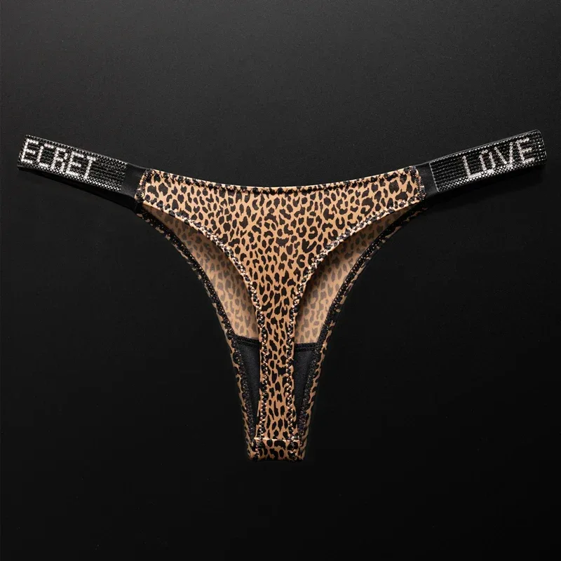 Letter Sexy Panties Women Thongs Rhinestones Diamonds G-string Sports Thong Low Waist Shorts Briefs T-back Fitness S-XL
