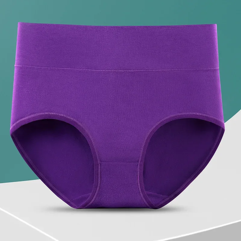 3Pcs Plus Size Women's Cotton Underwear High Waisted Tummy Control Panties Full Coverage Briefs Jacquard Ladies Panty L-5XL