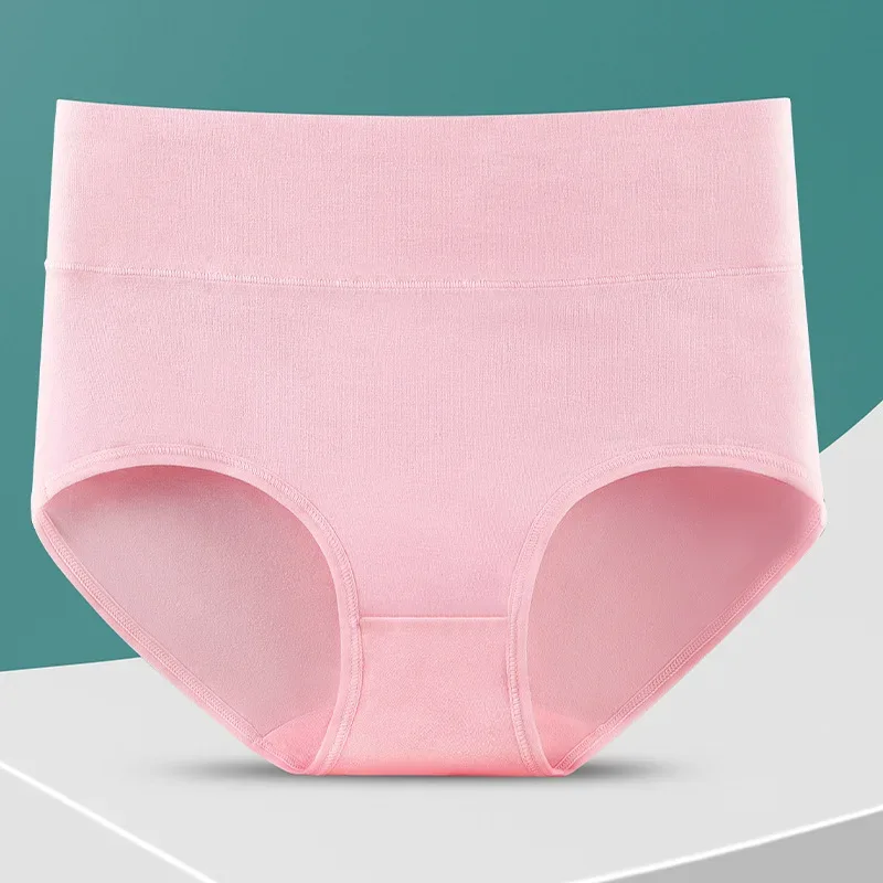 3Pcs Plus Size Women's Cotton Underwear High Waisted Tummy Control Panties Full Coverage Briefs Jacquard Ladies Panty L-5XL