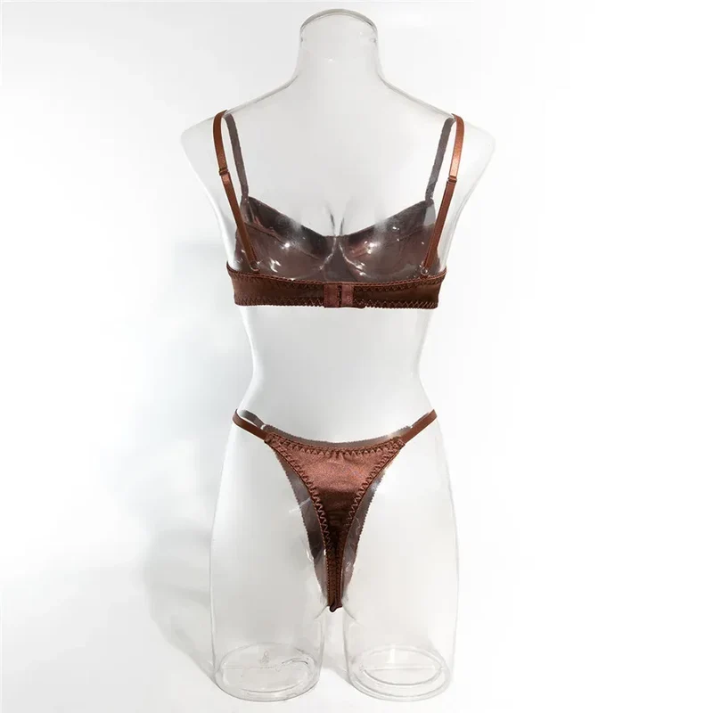 Sexy Bra Brief Sets Seamless Solid Brown Romantic Lingerie Women Vintage Thin Underwear Comfortable New Arrival Exotic Sets