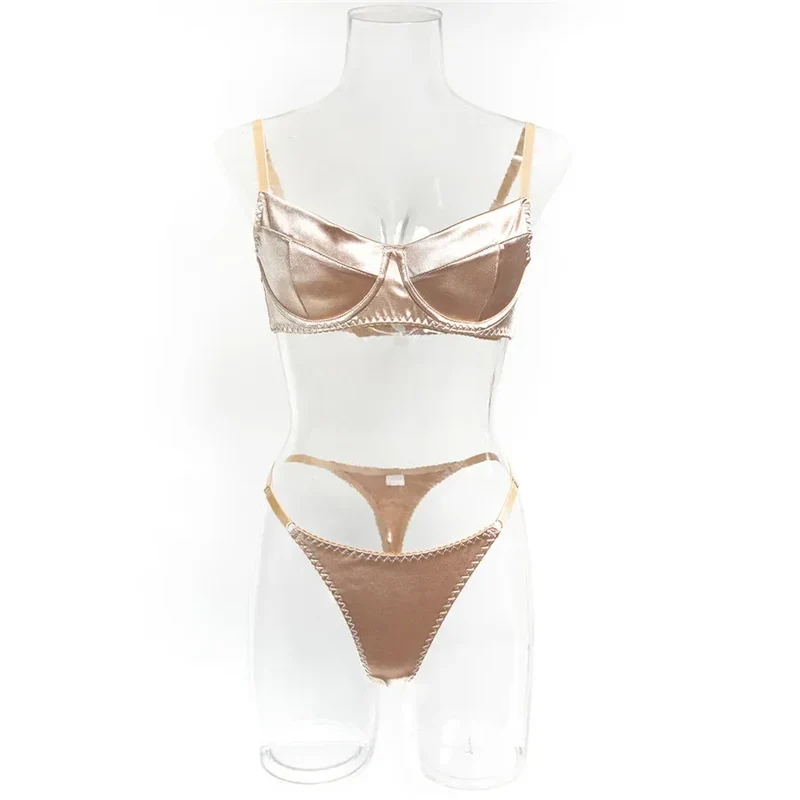 Sexy Bra Brief Sets Seamless Solid Brown Romantic Lingerie Women Vintage Thin Underwear Comfortable New Arrival Exotic Sets