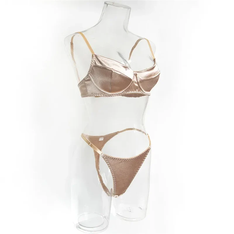 Sexy Bra Brief Sets Seamless Solid Brown Romantic Lingerie Women Vintage Thin Underwear Comfortable New Arrival Exotic Sets
