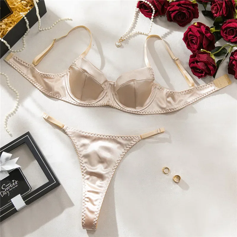 Sexy Bra Brief Sets Seamless Solid Brown Romantic Lingerie Women Vintage Thin Underwear Comfortable New Arrival Exotic Sets