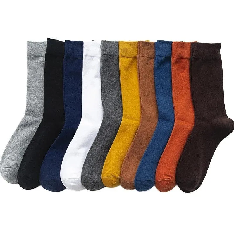 5/10 Pairs Black White Business Casual Sox Spring Autumn Warm Men's Socks Size38-44 Long Socks Men Dress Socks Male Gifts