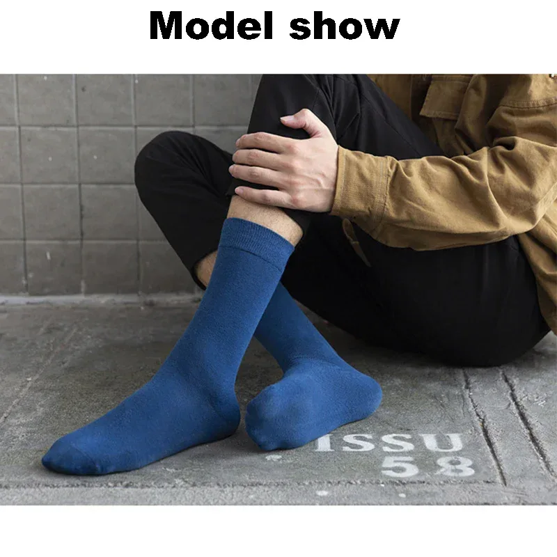 5/10 Pairs Black White Business Casual Sox Spring Autumn Warm Men's Socks Size38-44 Long Socks Men Dress Socks Male Gifts