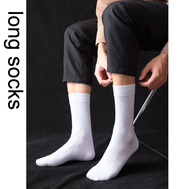 5/10 Pairs Black White Business Casual Sox Spring Autumn Warm Men's Socks Size38-44 Long Socks Men Dress Socks Male Gifts