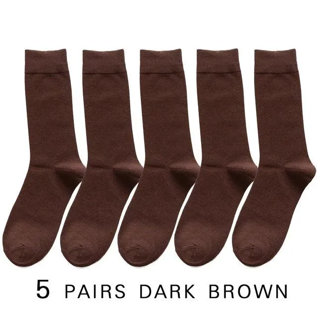 5/10 Pairs Black White Business Casual Sox Spring Autumn Warm Men's Socks Size38-44 Long Socks Men Dress Socks Male Gifts