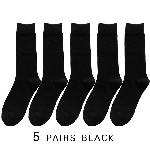 5/10 Pairs Black White Business Casual Sox Spring Autumn Warm Men's Socks Size38-44 Long Socks Men Dress Socks Male Gifts