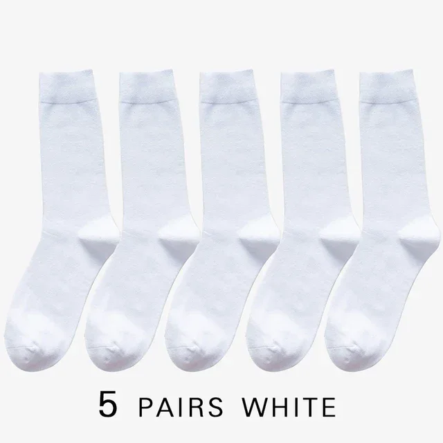 5/10 Pairs Black White Business Casual Sox Spring Autumn Warm Men's Socks Size38-44 Long Socks Men Dress Socks Male Gifts