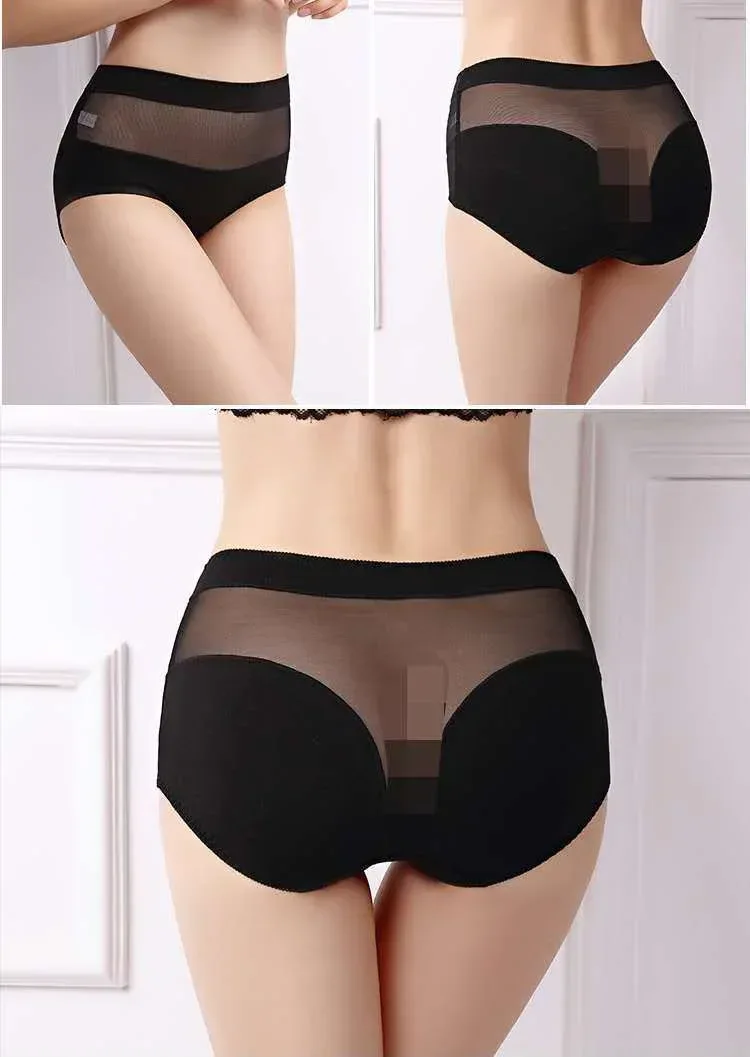 Large Size 110 Kg Triangle Underwear Women's Mesh High Waist Hip Fat Transparent Sexy Lingerie sexy panties women panties