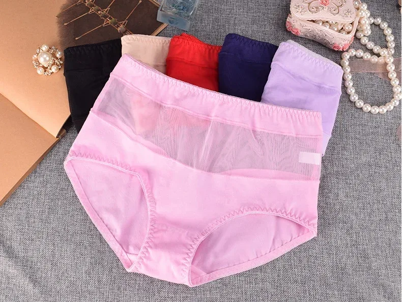 Large Size 110 Kg Triangle Underwear Women's Mesh High Waist Hip Fat Transparent Sexy Lingerie sexy panties women panties