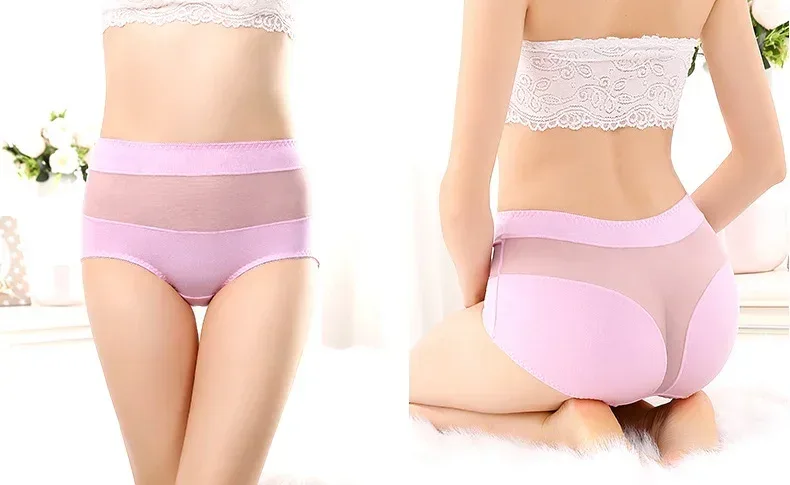 Large Size 110 Kg Triangle Underwear Women's Mesh High Waist Hip Fat Transparent Sexy Lingerie sexy panties women panties