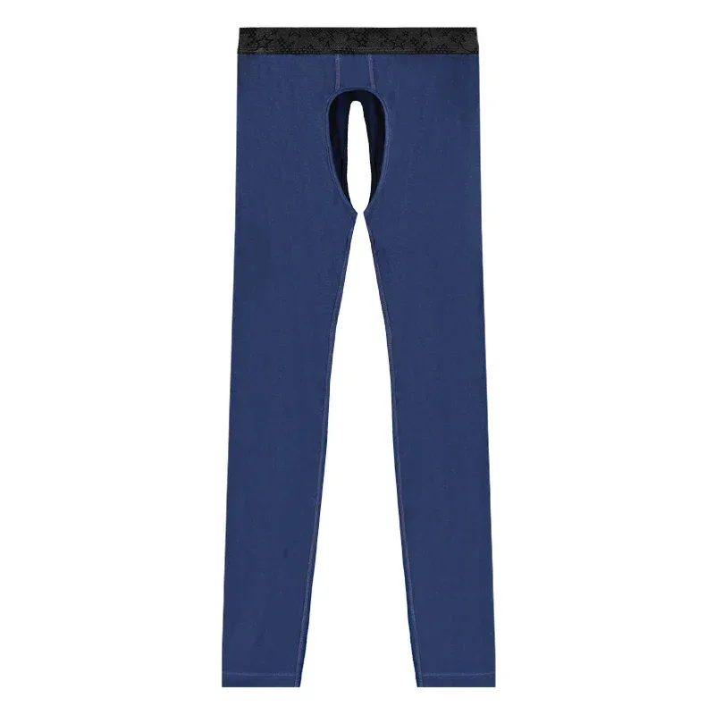 Men's Thin Thermal Pants with Open Crotch, Base Layer Pants for Middle-Aged and Elderly Men, Autumn and Winter Tight-Fitting Inner Pants, Men's Cotton Pants