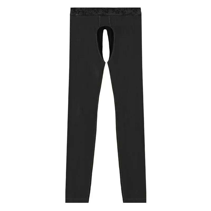 Men's Thin Thermal Pants with Open Crotch, Base Layer Pants for Middle-Aged and Elderly Men, Autumn and Winter Tight-Fitting Inner Pants, Men's Cotton Pants