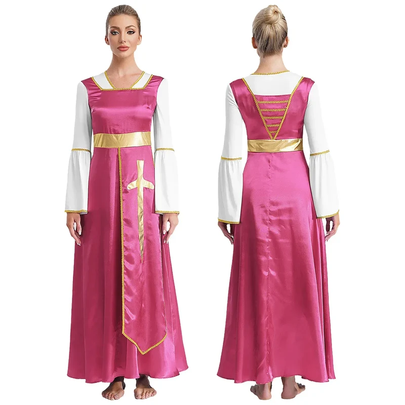 Women Robe Praise Lyrical Dance Dress Church Choir Worship Liturgical Performance Costume Sleeveless Tunic Gown Dancewear Clothe