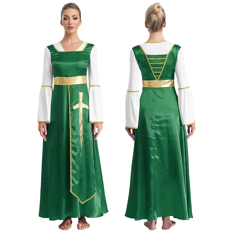 Women Robe Praise Lyrical Dance Dress Church Choir Worship Liturgical Performance Costume Sleeveless Tunic Gown Dancewear Clothe